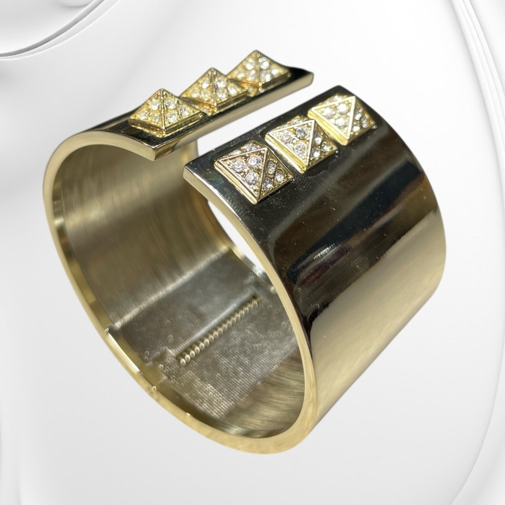 Victoria's Secret Scandalous Gold Cuff Hinged Bracelet with Rhinestone Detailing